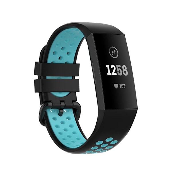 Fitbit Charge 4/3 Silikone Træningsarmbånd Sort/Cyan