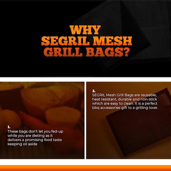 2 stk. BBQ Mesh Bag - Utendørs Matlagingspose, Non-Stick BBQ