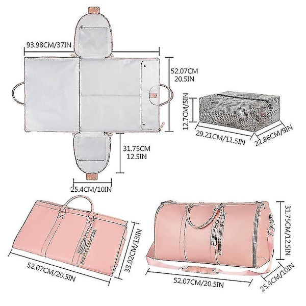 Carry On Garment Bag, Stor PU-läder duffelväska för kvinnor, Vattentäta klädpåsar XC o Black