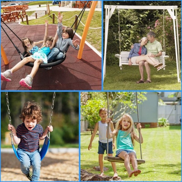4 st Trägunga Hängremmar Kit med 4 D-ringar för Trädgård/Gunga/Trädgunga/Hängmattor