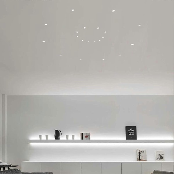 6-pak Mini Sort LED Forsænket Loftspot Mini LED Spotlight til Skab Loftslampe, 3W, Varm Hvid-WELLNGS