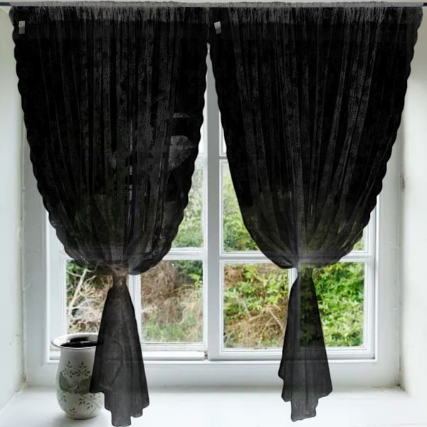 Vintage spetsgardiner, broderade tyllspetsgardiner för fönster