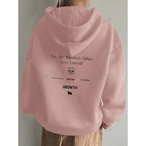 Dazy Trøje med slogan, sænkede skuldre og snøre, marineblå Navy Blue XL
