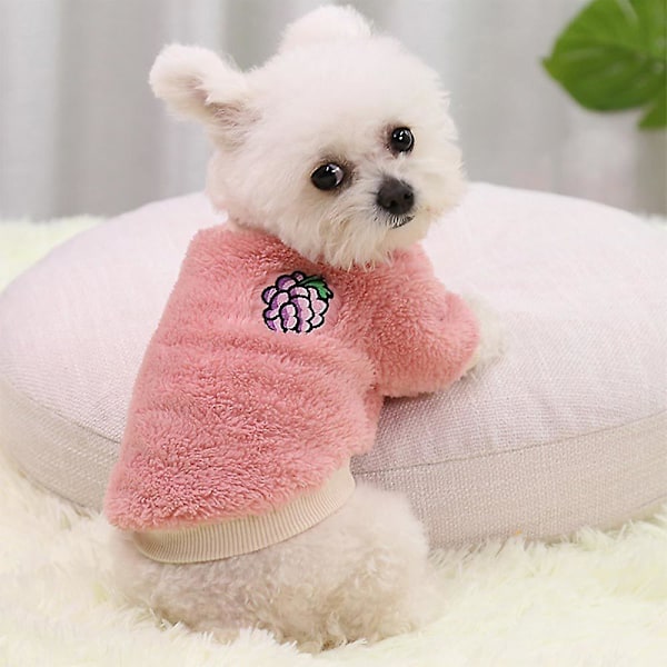 Varm Fleece-tröja för valp, hund, liten Yorkie, Chihuahua, kattkläder pink xs