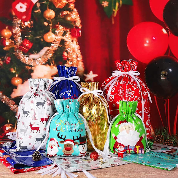 30 st. Paket Julsnöre Påsar, Julfolie Presentpåsar för Julgåvor Festpresenter (