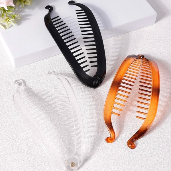 Banan hårklämma Corn Twist Comb Clamp Grip Slide Fish Banana Transparent One-size v