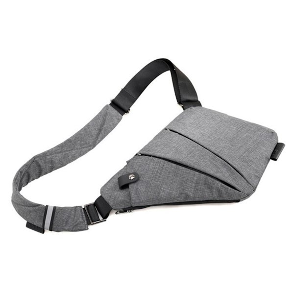 Liten Slingsväska Plånbok Antistöld Axelväska Herr Dam Crossbody Bag grå gray Left Side