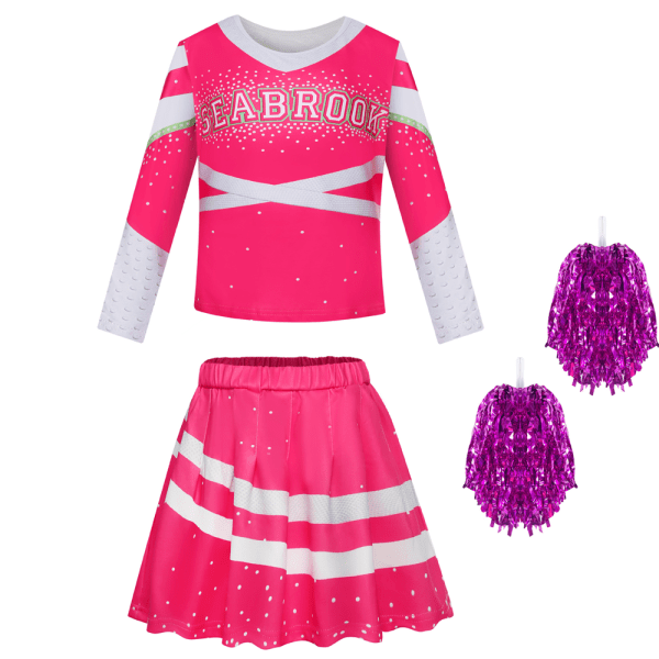 Zombies 3 Rosa Kostym för Barn Flickor Cheerleader Outfit 140Y