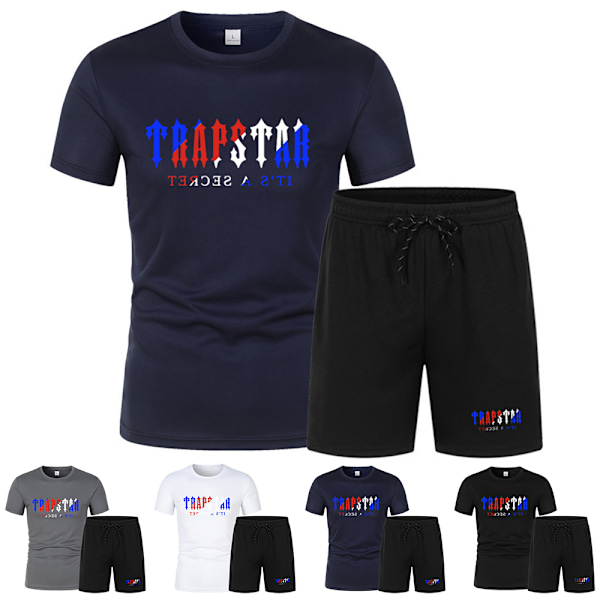 Män Casual Sportkläder T-shirt och Shorts Tvådelad Set av Träningsoveraller Plus Storlek A 5XL