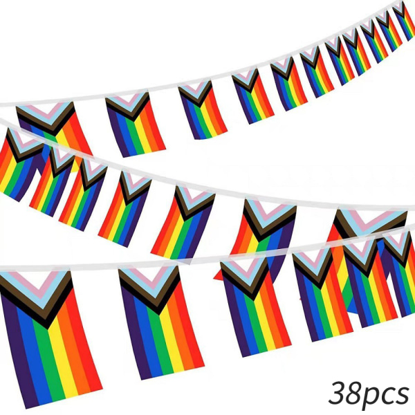 Rainbow Pride bannerrep som används för festdekoration 38PCS