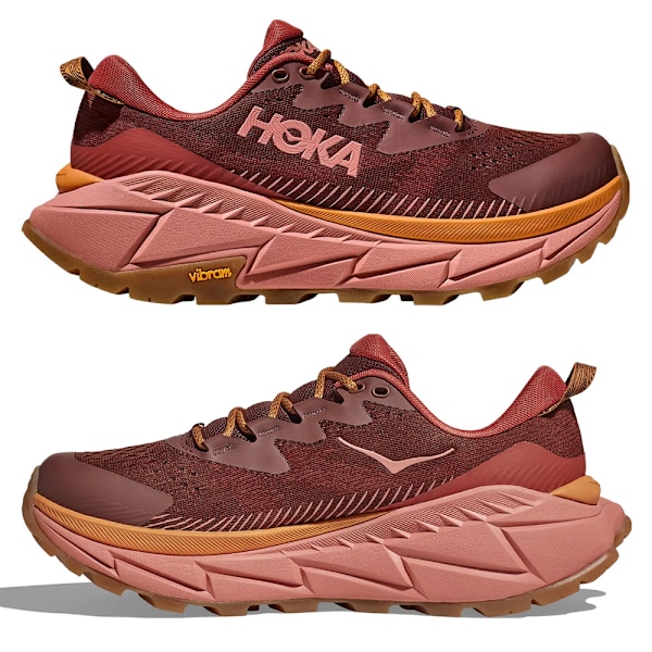 HOKA ONE ONE Skyline Float X Herrskor Låg-Topp Vägspringande Träningsskor Stretch-Stickade Vandringsskor Brown Red 40.5