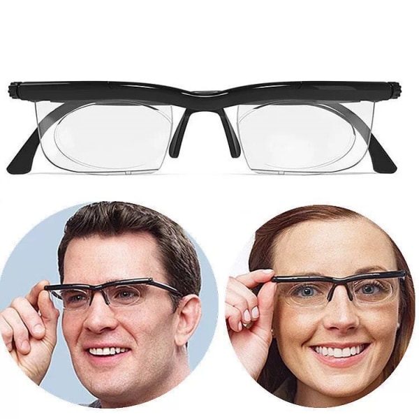 Justerbara läsglasögon med fokusavstånd, Clear Vision -6D till +3D glasögon