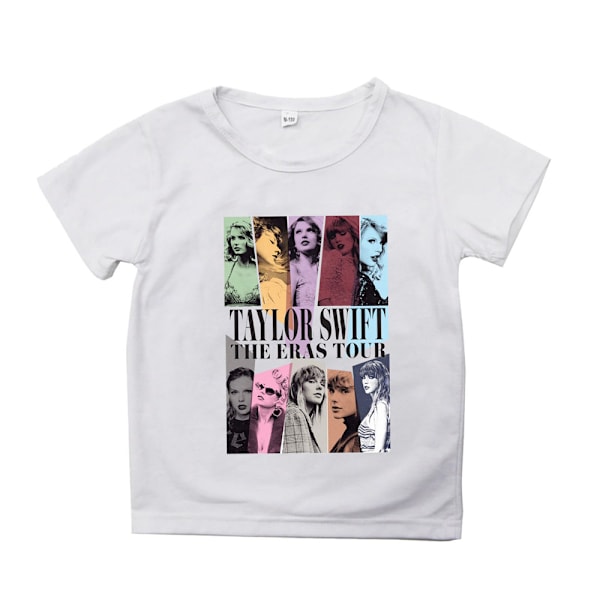 Barn Tonåring Taylor Swift T-shirt Kortärmad Crew Neck Tee Cartoon Casual Toppar Sommar White 150cm