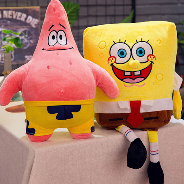 SpongeBob SquarePants Gosedjur Söta Plyschdocka Gosedjur Mjuk Cartoon Plyschkudde, för Barn Flickor Pojkar Julgåva B 35cm