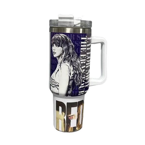 Taylor Swift Tumbler Cups - Stora resekaffemugg Tumbler med handtag Återanvändbar rostfri stål termos D
