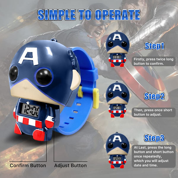 Barn Superhjälte Armbandsur Retractable Rem American team