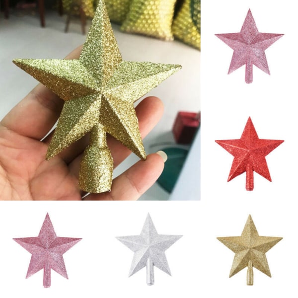 Julgransstjärna i glitter, julgransprydnad pink 15cm