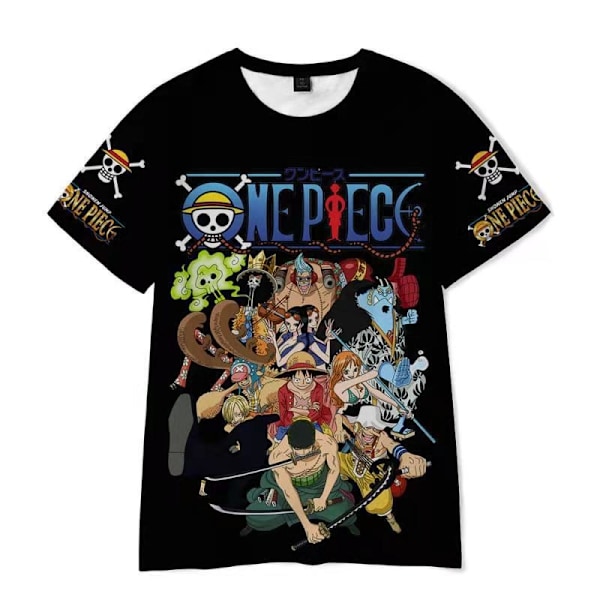 Barn Pojkar Anime One Piece Tryckt Kortärmad T-Shirt Blus Besättning Hals Tee Toppar A 140cm