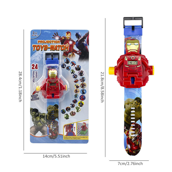 Superhjälte Building Block Figur Watch Projection 24-Image Toy Watches Kids Gift Optimus Prime
