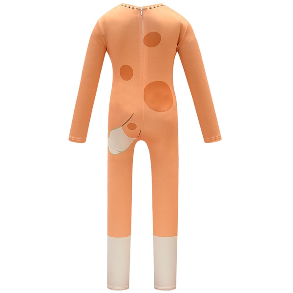 Kids Blueys Cosplay Kostym Set Jumpsuit Mask Handskar Festkläder Gåvor Orange 140cm