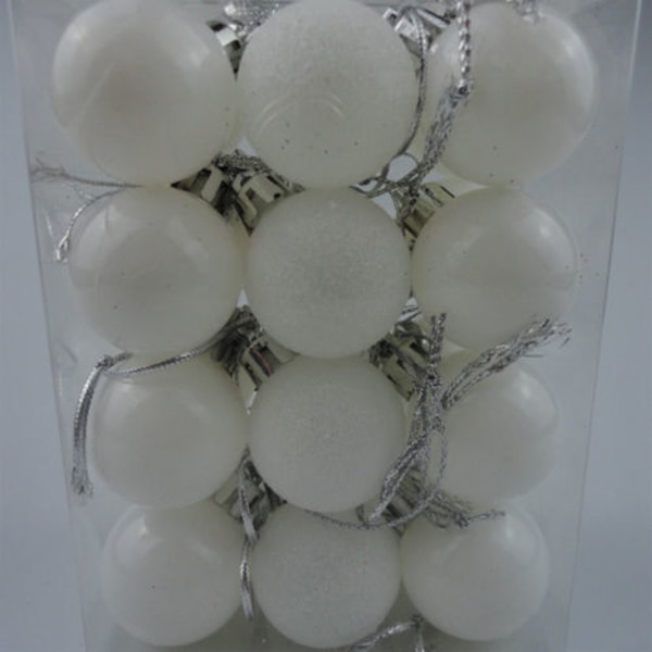 24 st julgranskulor hängande prydnader hemfestdekor White 24pcs