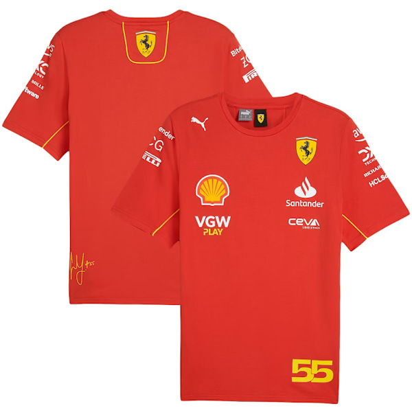 Scuderia Ferrari F1 PUMA Las Vegas LECLERC \"55\" Amerikansk Herrfotbollströja T-shirt Kortärmad S