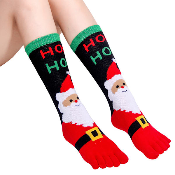Kvinnors jul roliga fem fingrar tå strumpor mid calf strumpor F