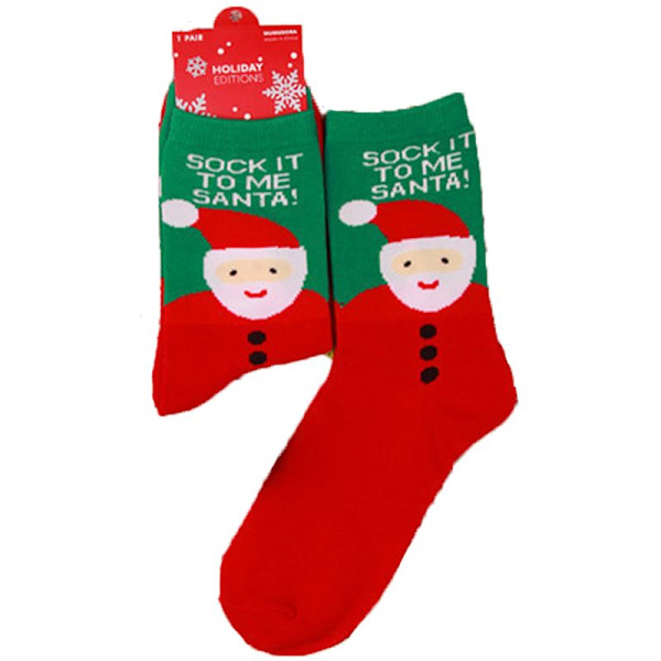 Damjulstrumpor med jultomte och älgmönster White