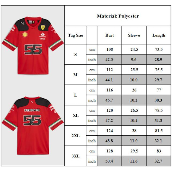 Scuderia Ferrari F1 PUMA Las Vegas LECLERC \"55\" Amerikansk Fotbollströja T-shirt L