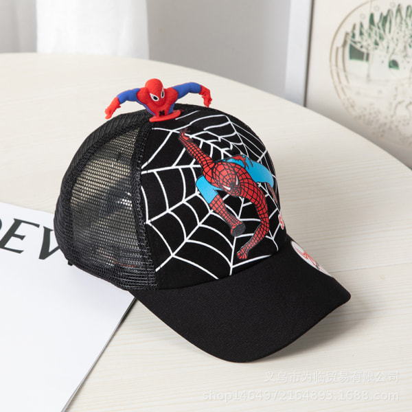 Barn Pojke Flicka Spiderman Baseball Cap Sommar Peaked Hat 3D Black