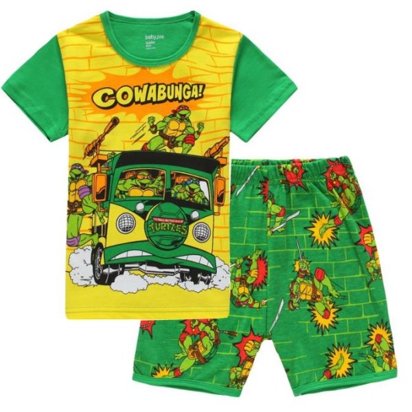 Barn Pojkar Flickor Ninja Turtles Nightwear T-shirt Toppar Shorts Set Tecknade nattkläder B 4 Years