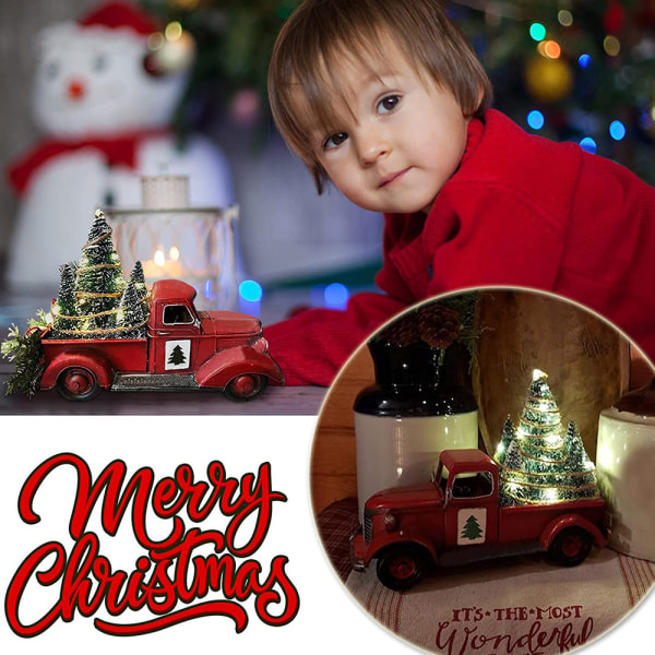 Jul röd lastbil bil med julträd heminredning gåva