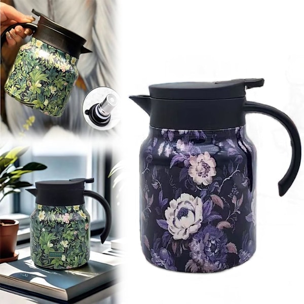 Retro Termoskanna i Rostfritt Stål med Insats för Löste Te och Varma Drycker Purple-A 15x11.8cm