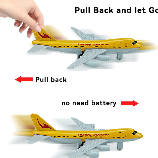 Alloy Airplane Airbus Pull Back Plane Leksaker Flygplan Flygplan Plane Jet Modeller Yellow
