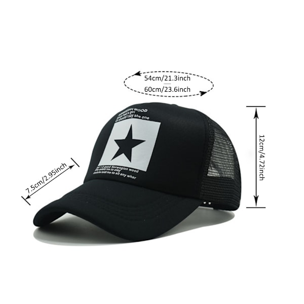 Mesh Baseballkeps för Män och Kvinnor, Snapback Rock Star Sommar Andningsbar Truckerhatt B