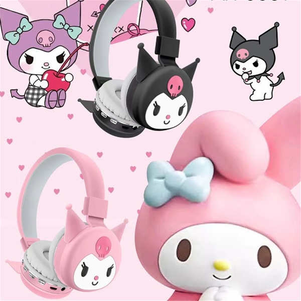 Kids Kuromi Trådlösa Hörlurar Headset Anime Cartoon Öronkuddar Hörlurar Födelsedagspresenter Pink