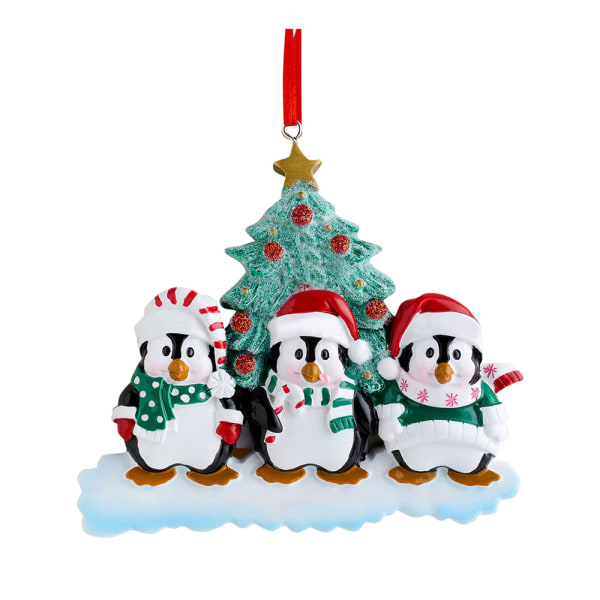 Personlig pingvin familj julgran hängande prydnad 3 penguins