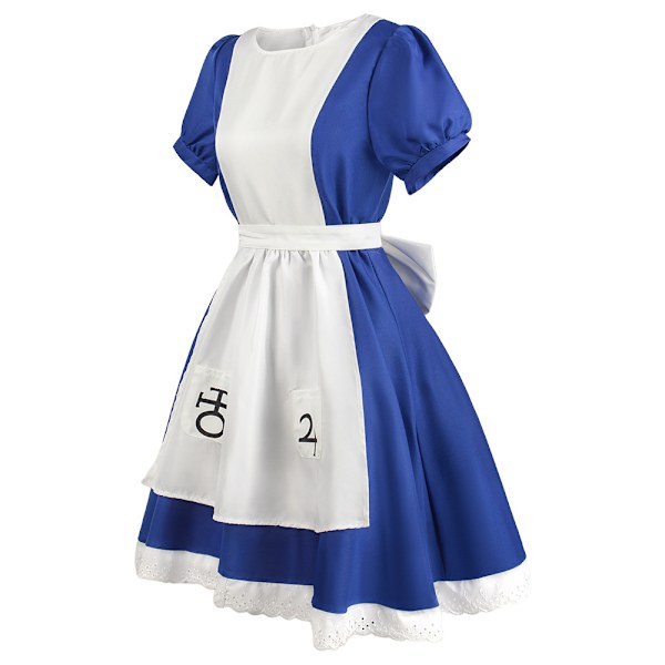 Game Alice Madness Returns Cosplay Kostym Prinsessklänning Piga Klänning S