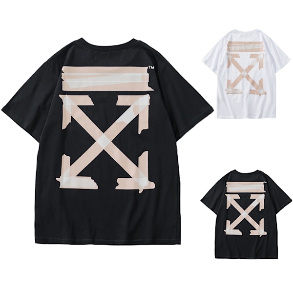 Sommar Unisex OFF WHITE OW Graffiti Arrow Print Kortärmad Tee Toppar Casual T-shirts White M