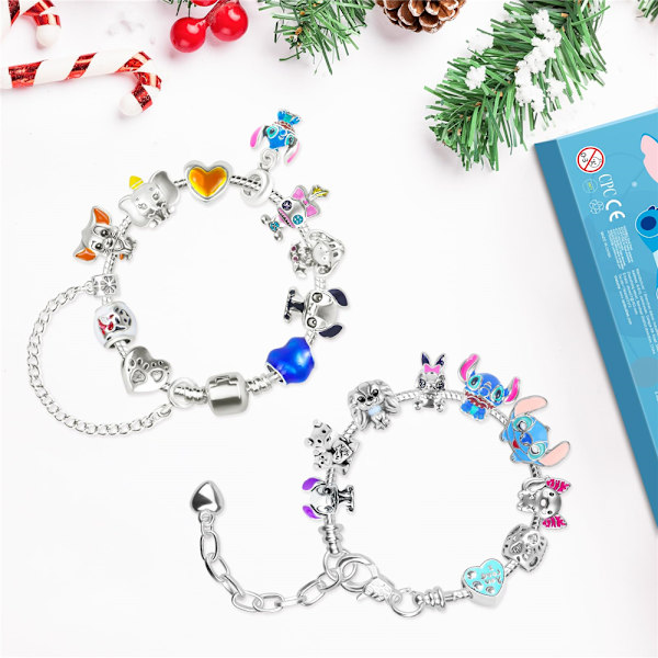 Julgåva Xmas Blind Box Barnens Sticka Armband Kit Advent Bärbar 24 Rutor Diy