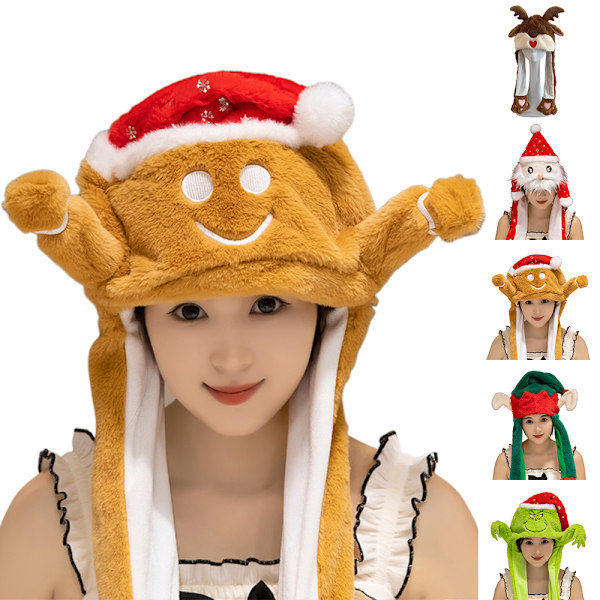 Hatt med rörliga öron, söt plysch, hoppande öron, festtillbehör, rekvisita, present Elk deer