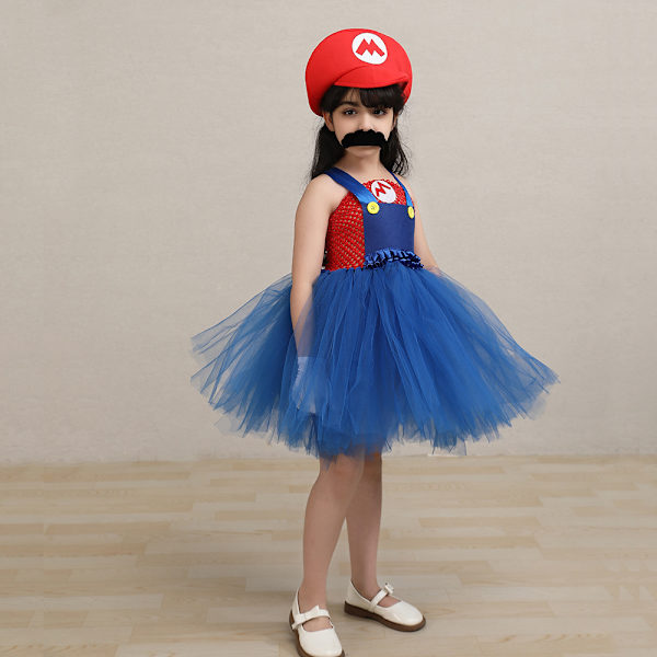 Super Mario-kostymklänning Flickor Prinsessklänning Performanceklänning red M