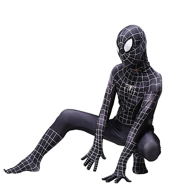 Kids Venom Spider-Man Boys Cosplay Kostym Jumpsuit Fancy Dress Black Spiderman 11-12Years = EU146-152