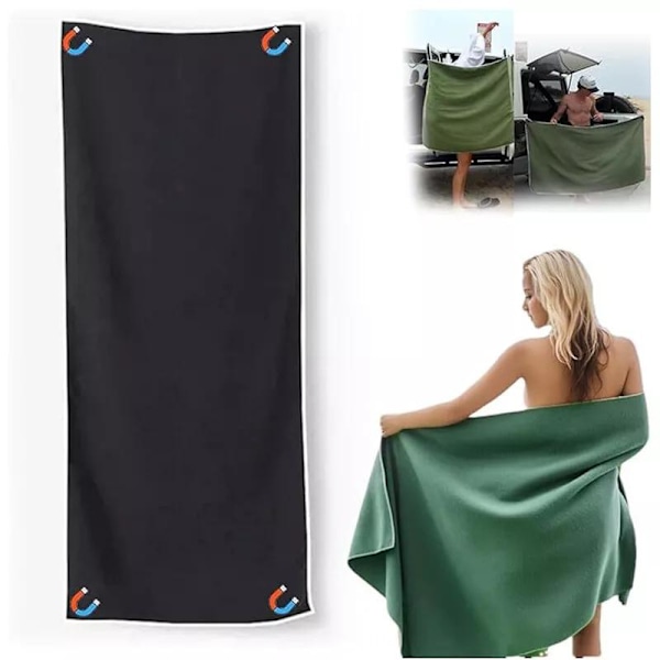 Magnetiska Handdukar för Surfare Utomhus Magnetisk Badhandduk Överdimensionerad Mikrofiber Badhandduk Snabbtorkande Sandavvisande Strandhandduk med Magnetisk Stängning för Black