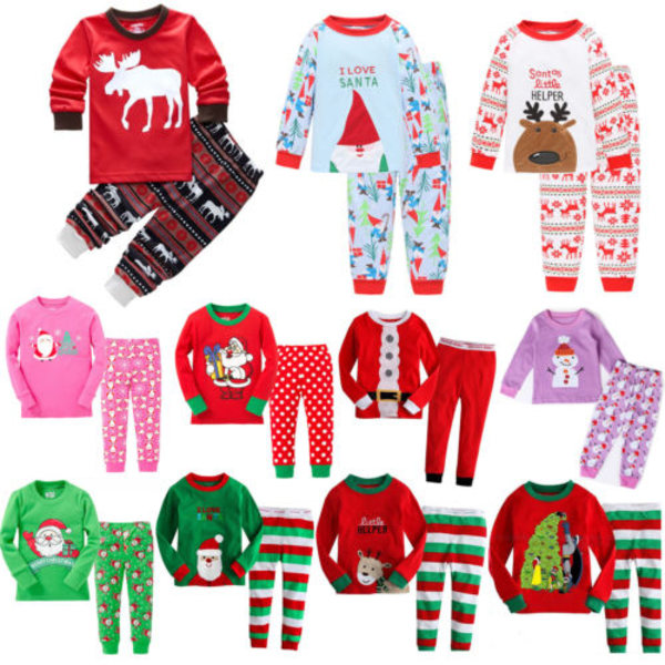 Baby Girl Boy Julpyjamas Set Söt Nattkläder D 120cm