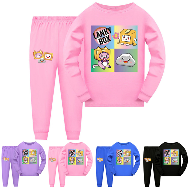 2 Styck Pyjamas för barn LANKYBOX Print Nattkläder Set pink 160cm