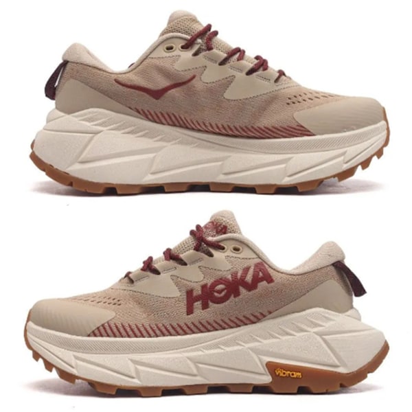 HOKA ONE ONE Skyline Float X Damskor Låg-Topp Vägspringande Träningsskor Stretch-Stickade Vandringsskor Skin+ Wine Red 36