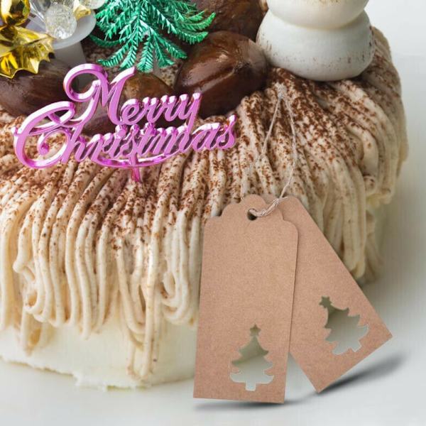 50 st jul-etiketter för presenter Snöflinga Kraftpapper med snöre Christmas tree cowhide 50PCS