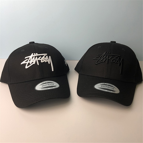 Broderad Basebollkeps Sport Justerbar Snapback Herr Dam Sommarhatt Black