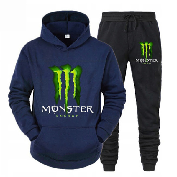 Män Herr Tracksuit Långärmad Huvtröja Och Byxor Hoodie Sweatshirt Outfit Set Navy M
